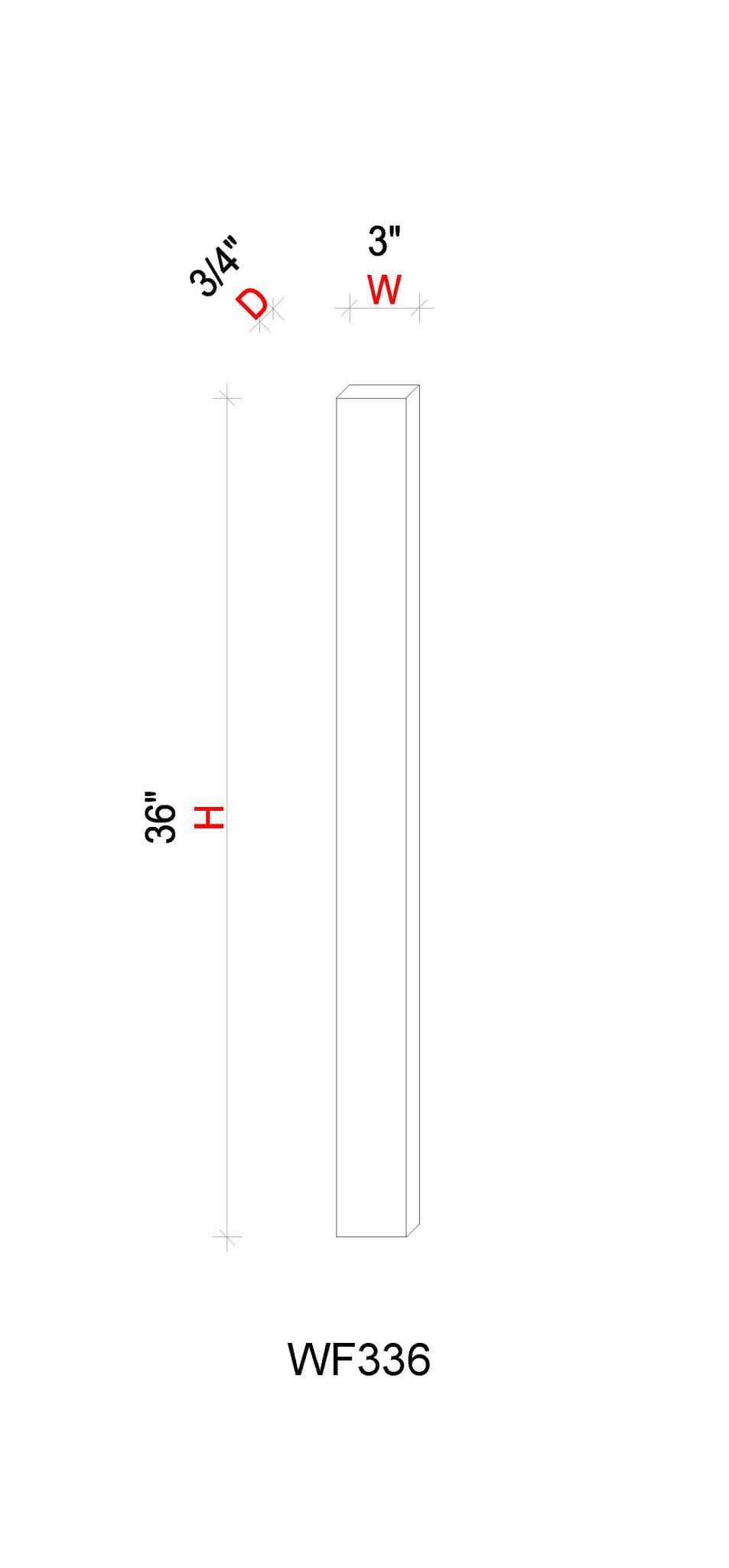 Filler - 3"W * 36"H * 3/4"D