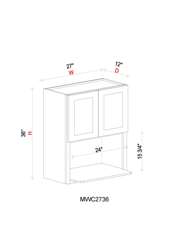 Microwave Wall Cabinet- 27"W x 36"H x 12"D