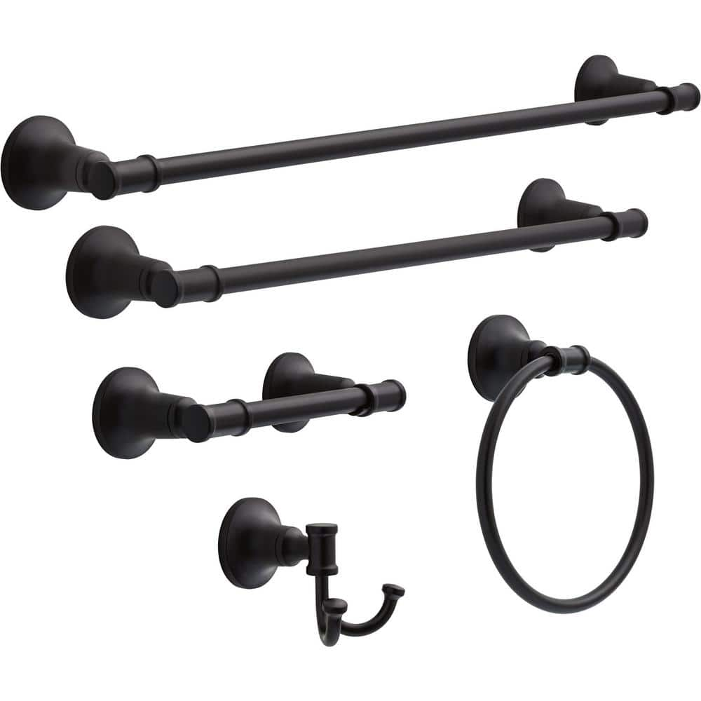 Chamberlain Double Towel Hook Bath Hardware Accessory in Matte Black