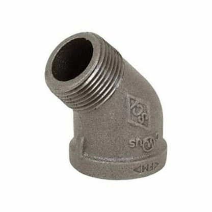 45 deg Street Elbow, 1/2 in, MNPT x FNPT, 150 lb, Malleable Iron, Black