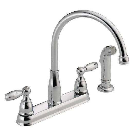 Foundations 2-Handle Standard Kitchen Faucet with Side Sprayer in Chrome