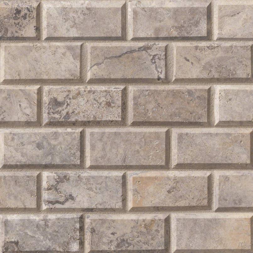 Silver Travertine Subway Tile 2x4