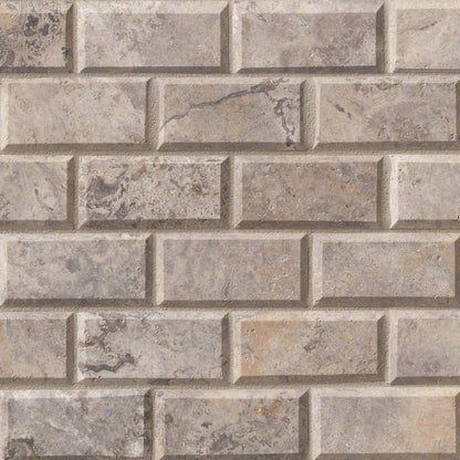 Silver Travertine Subway Tile 2x4