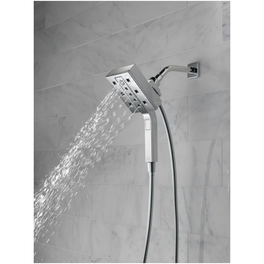 Universal Showering Rectangular 2.5 GPM Multi Function 2-in-1 In2ition Shower Head and Hand Shower with H2Okinetic and MagnaTite Technology