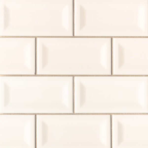 Almond Glossy Inverted Beveled Tile