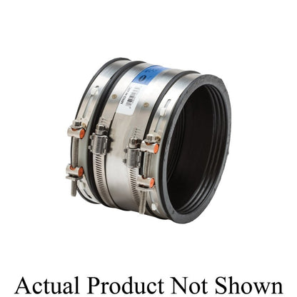 Shielded Transition Coupling, 4 in, Rubber/Stainless Steel