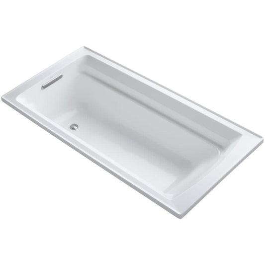 Archer Collection 72" Drop In Soaker Bath Tub with Slotted Overflow, Armrests, Lumbar Support and Textured Bottom