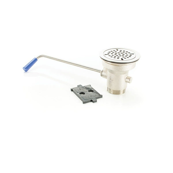 Twist Lever Handle Sink Drain, 2 in, Nickel Plated, Brass Drain