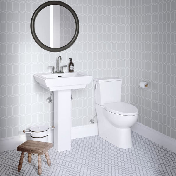 22-7/8" Rectangular Vitreous China Pedestal Bathroom Sink with Overflow and 3 Faucet Holes at 4" Centers - Sink Only