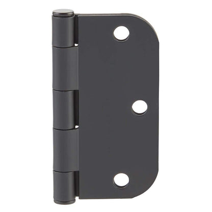 3-1/2 in. x 5/8 in. Radius Matte Black Door Hinge Value Pack (24-Pack)