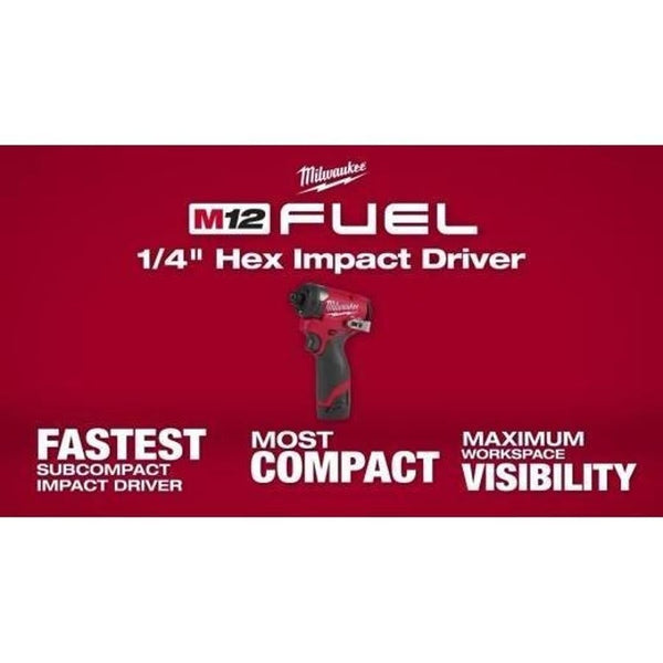 M12 FUEL™ Brushless Compact Impact Driver, 1/4 in, Drive Hex Drive, 0 to 4000 ipm, 12 V