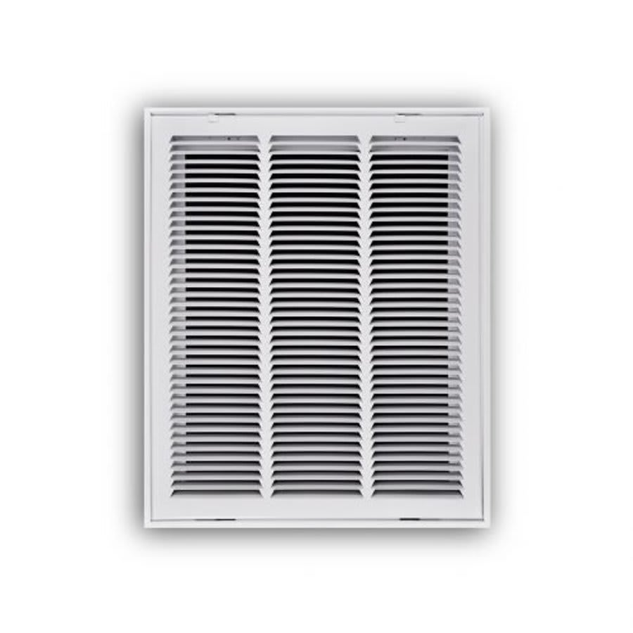 Stamped Fixed Hinge Face Return Filter Grille, 16 x 20 in, 1/2 in Spacing, 1 in Filter, Steel, White
