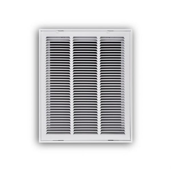 Stamped Fixed Hinge Face Return Filter Grille, 16 x 20 in, 1/2 in Spacing, 1 in Filter, Steel, White