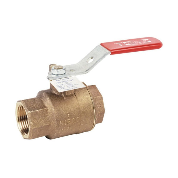 2-Piece Ball Valve, 1/2 in, FNPT, Full Port, Stainless Steel Ball, Bronze