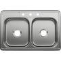 Bealeton 33" Drop In Double Basin Stainless Steel Kitchen Sink