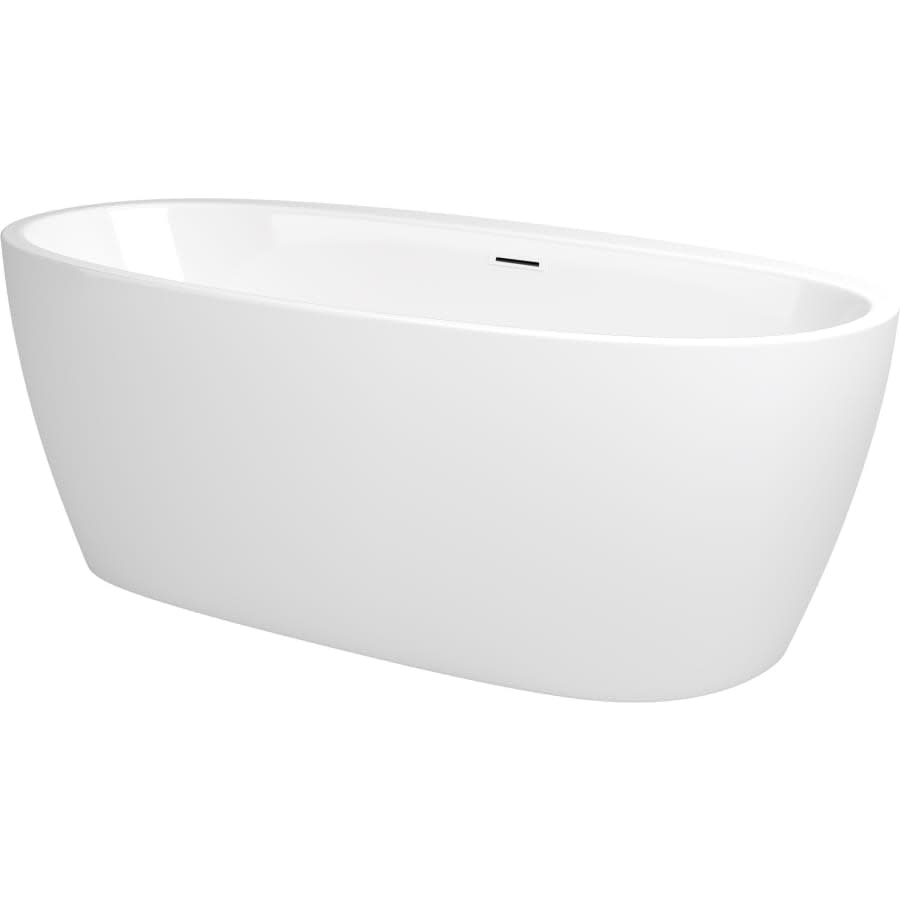 Cornwall 67" Free Standing Acrylic Soaking Tub with Center Drain, Drain Assembly, and Overflow