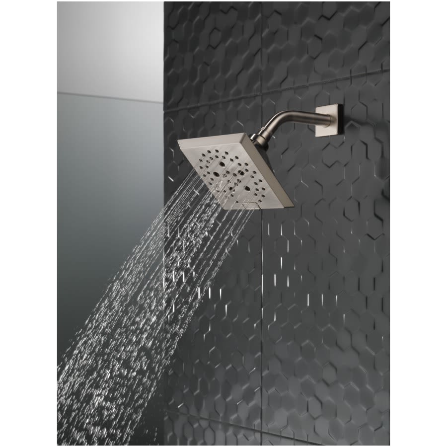 Universal Showering 5-13/16" Square 1.75 GPM Shower Head Full Spray Pattern with Touch Clean and H2Okinetic Technology