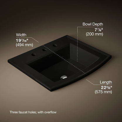 Archer 22-5/8" Drop In Bathroom Sink with 3 Holes Drilled and Overflow