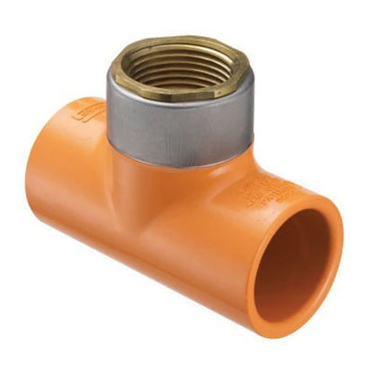 FlameGuard® Head Tee, 1 in, Socket x Brass FNPT, CPVC