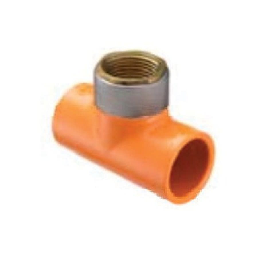 FlameGuard® Head Tee, 1-1/4 x 1/2 in, Socket x Brass FNPT, CPVC