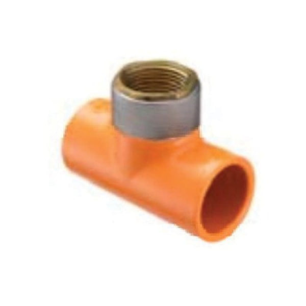 FlameGuard® Head Tee, 1-1/4 x 1/2 in, Socket x Brass FNPT, CPVC