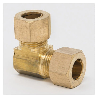 90 deg Elbow, 3/8 in, Comp, Brass, Rough Brass, Domestic