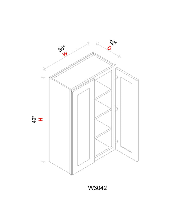 Wall Cabinet - 30"W x 42"H x 12"D