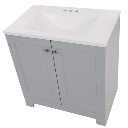 30 in. W x 19 in. D x 33 in. H Single Sink Freestanding Bath Vanity in Pearl Gray with White Cultured Marble Top