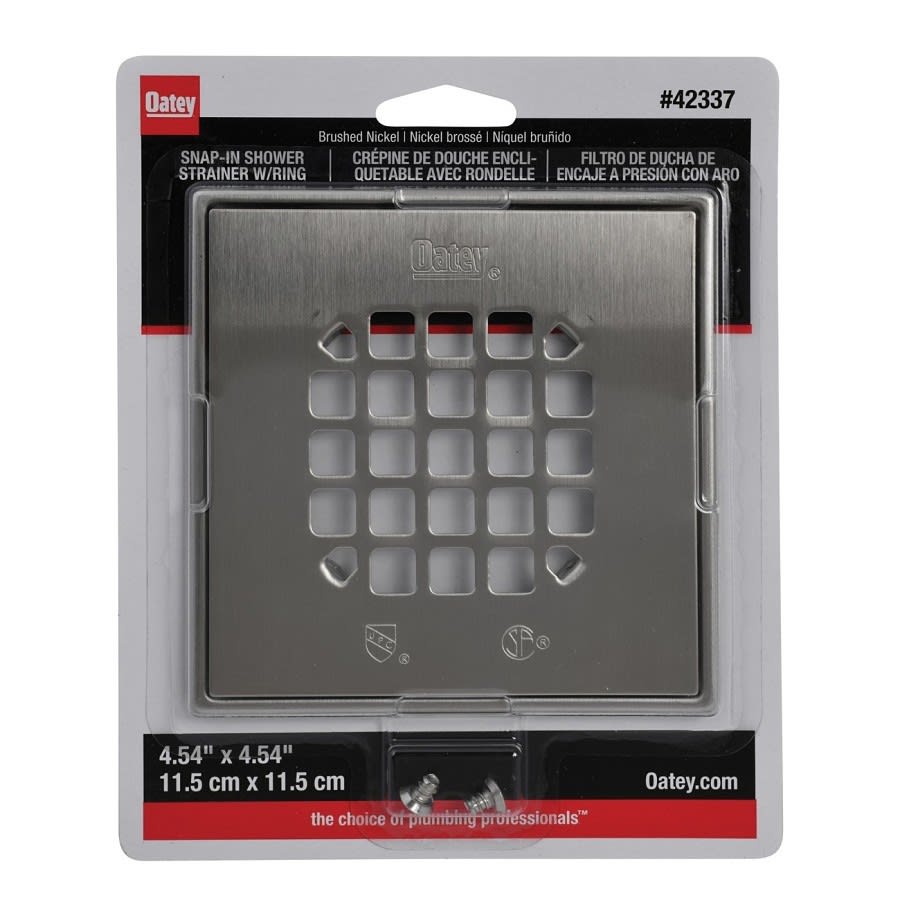 130 Series Square Snap-In Shower Strainer in Brushed Nickel