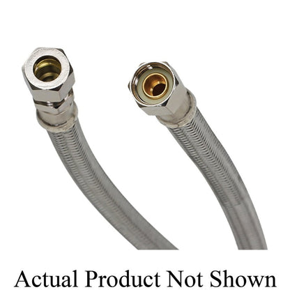 Flexible Water Supply, 3/8 in, Comp, 12 in L, Stainless Steel