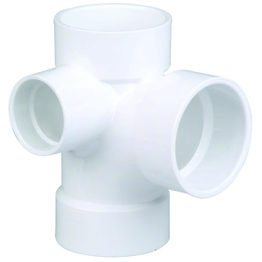 90 deg Sanitary Tee With 90 deg Left Inlet Hub, 3 x 2 in, Hub, DWV, PVC
