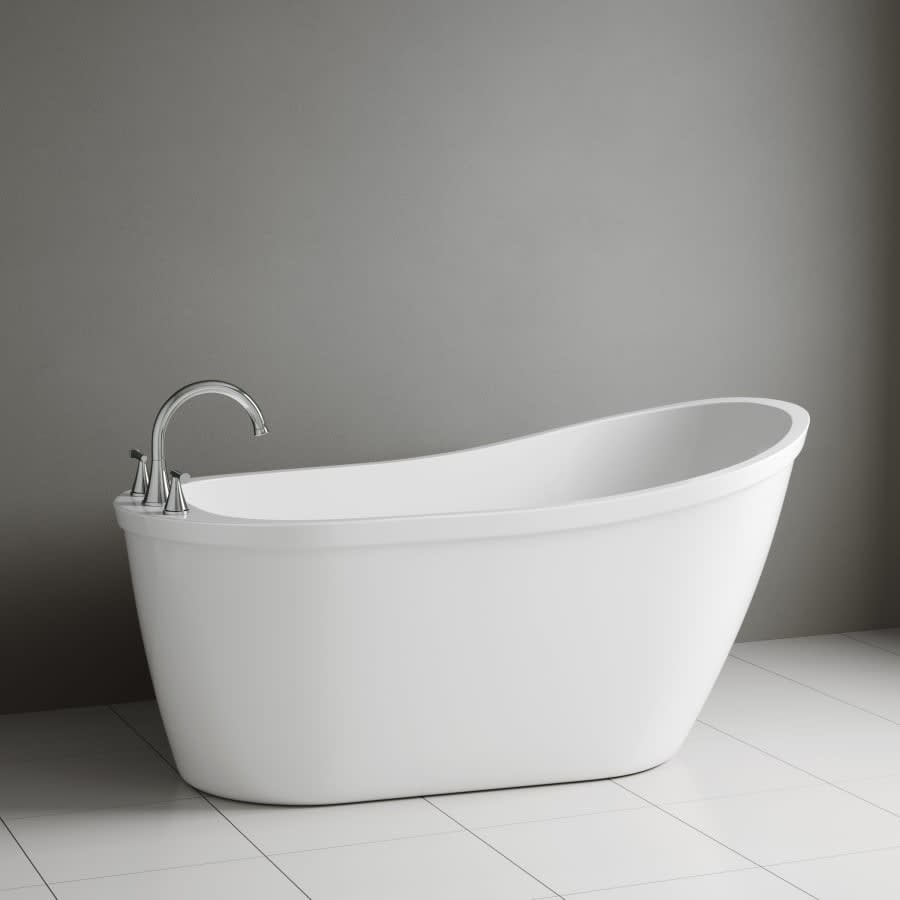 Bingham 59" Free Standing Acrylic Soaking Tub with Reversible Drain, Drain Assembly, and Overflow