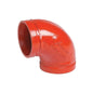Short Radius 90 deg Elbow, 4 in, Groove, Ductile Iron, Enamel Painted