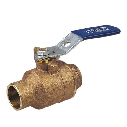 2-Piece Ball Valve, 1 in, C, Full Port, Plated Brass Ball, Bronze