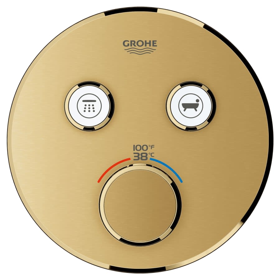 Grohtherm Dual Function Thermostatic Valve Trim Only with Triple Knob Handles and Volume Control - Less Rough In