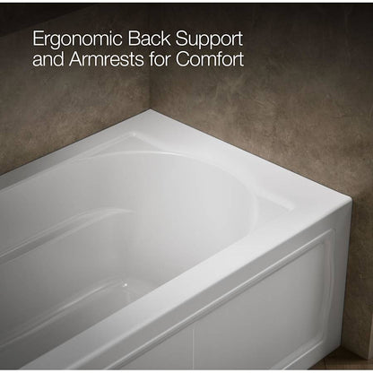 Devonshire Collection 60" Three Wall Alcove Soaking Bath Tub with Left Hand Drain