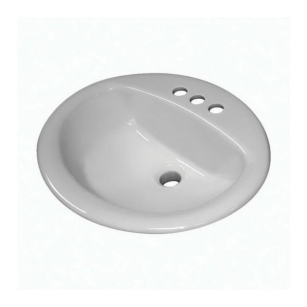 BASYS® Top Mount Lavatory Sink, ADA, 20 x 17 x 7-1/2 in, Vitreous China, White