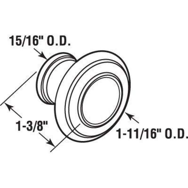 1-11/16 in., White, Bi-fold Door Pull Knob