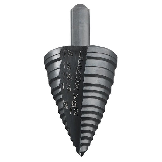 Step Drill, 7/8 to 1-3/8 in, Max Hole Diameter, 5 Steps