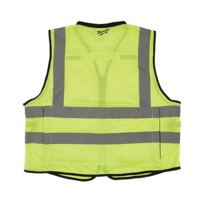 Performance Safety Vest, L/XL, Hi-Viz Yellow, Polyester, Hook and Loop/Zipper Closure, 15 Pockets, ANSI Class Class 2, ANSI/ISEA 107-15 Type R