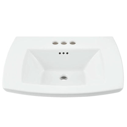 Edgemere 25" Fireclay Pedestal Bathroom Sink with 3 Faucet Holes at 4" Centers and Overflow - Less Pedestal