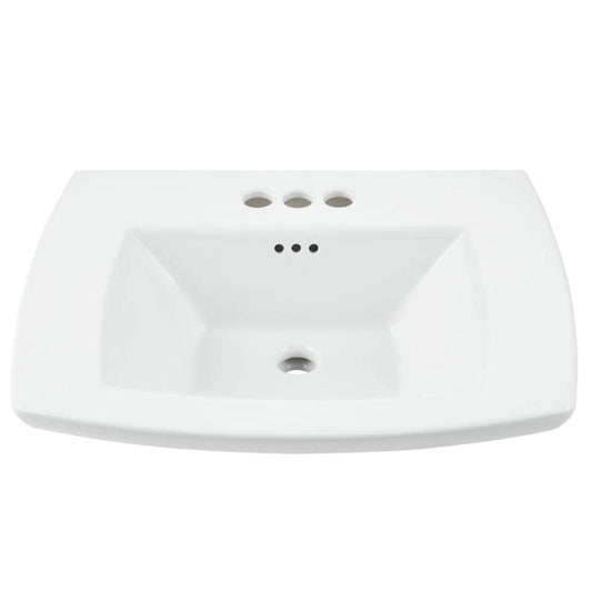 Edgemere 25" Fireclay Pedestal Bathroom Sink with 3 Faucet Holes at 4" Centers and Overflow - Less Pedestal