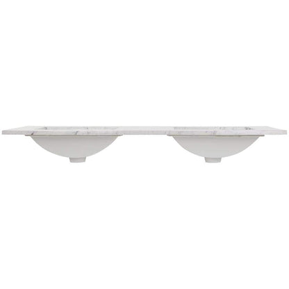 61 in. W x 22 in. D Cultured Marble White Rectangular Double Sink Vanity Top in Lunar