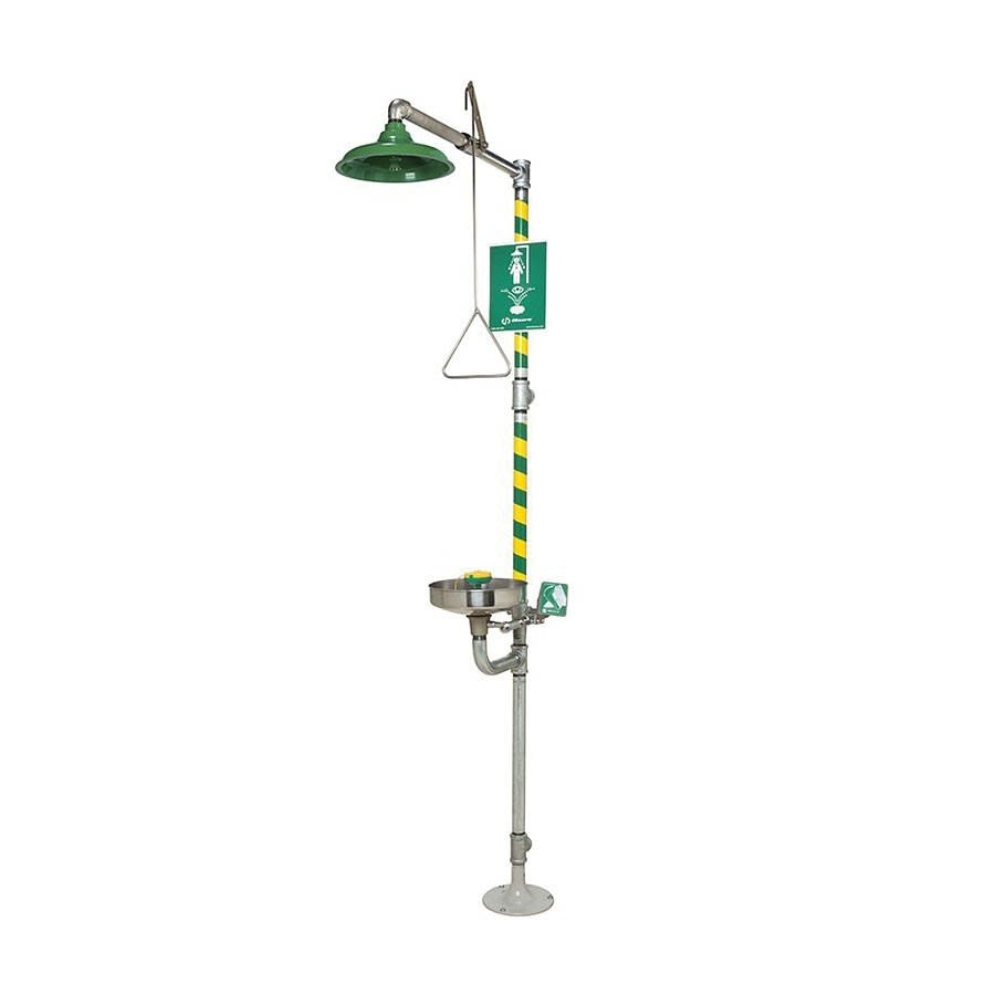 AXION® MSR Combination Emergency Shower and Eyewash Unit, Floor Mounting, Pull Rod Handle Operation