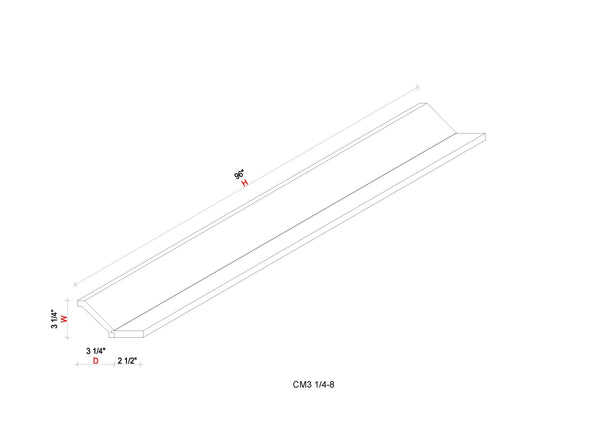 Crown Moulding - 3 1/4"W x 96"H x 3/4"D