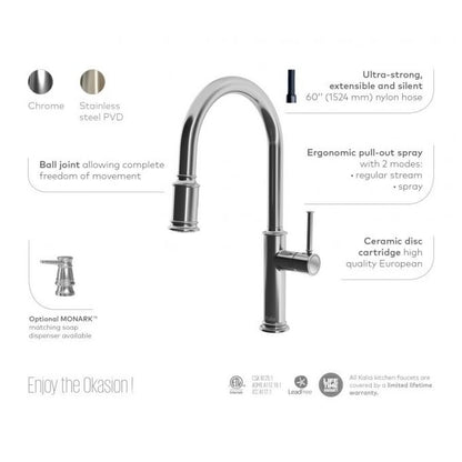 Kitchen Faucet, Deck Mount, ADA, 1 Lever Handle, 1-Hole, Stainless Steel