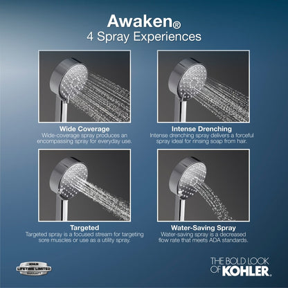 Awaken G110 1.75 GPM Multi Function Hand Shower Package - Includes Slide Bar and Hose