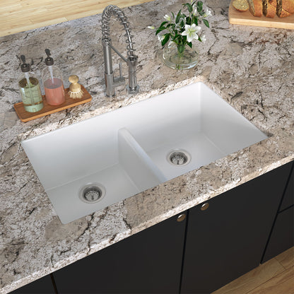 White Quartz Double Bowl 50/50-3319