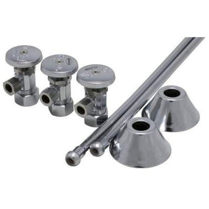 5/8" x 3/8" Straight Supply Stop Kits with Risers and Flanges - Pack of 2