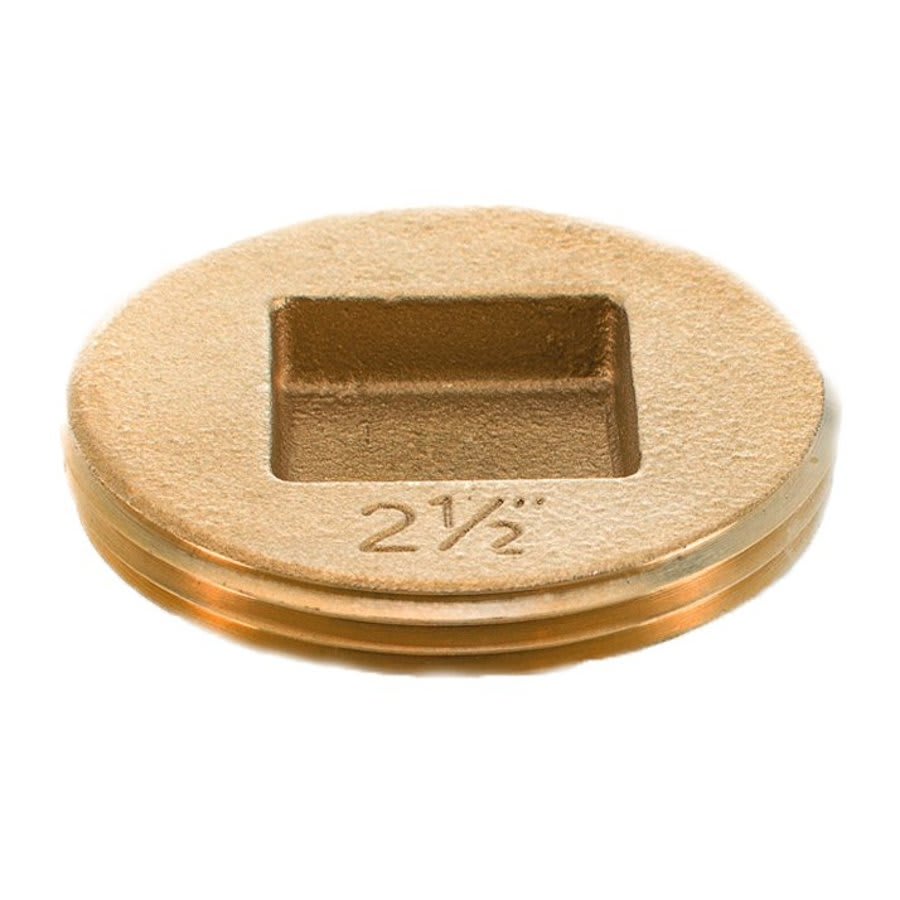 Countersunk Square Tapped Cleanout Plug, 2-1/2 in, 1/4-20, Brass